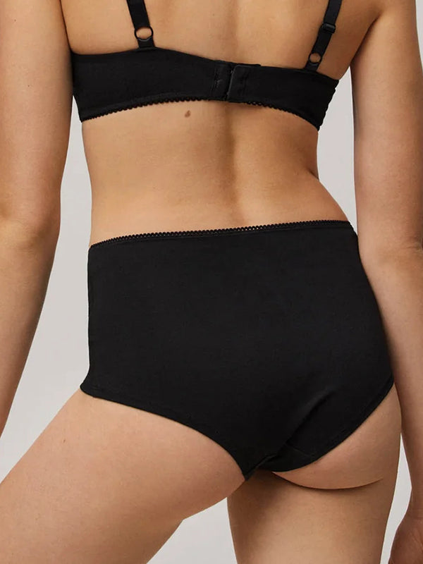 Ysabel Mora aukšto juosmens medvilninės kelnaitės "Constantia Black"