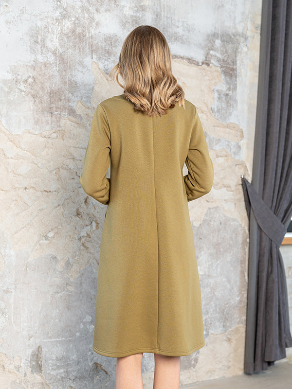 Lega medvilninė suknelė su pūkeliu iš vidaus "Beatriche Khaki"