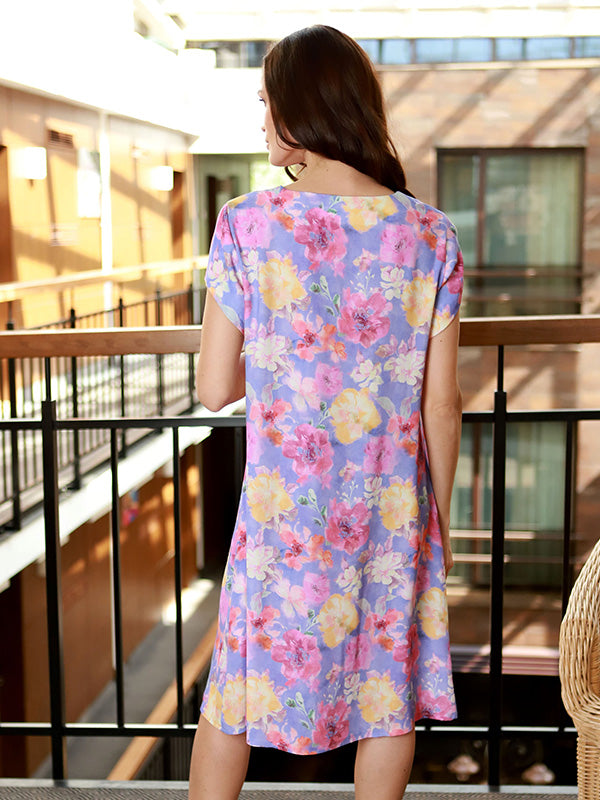 Lega viskozinė suknelė "Ione Violet - Rose Flower Print"