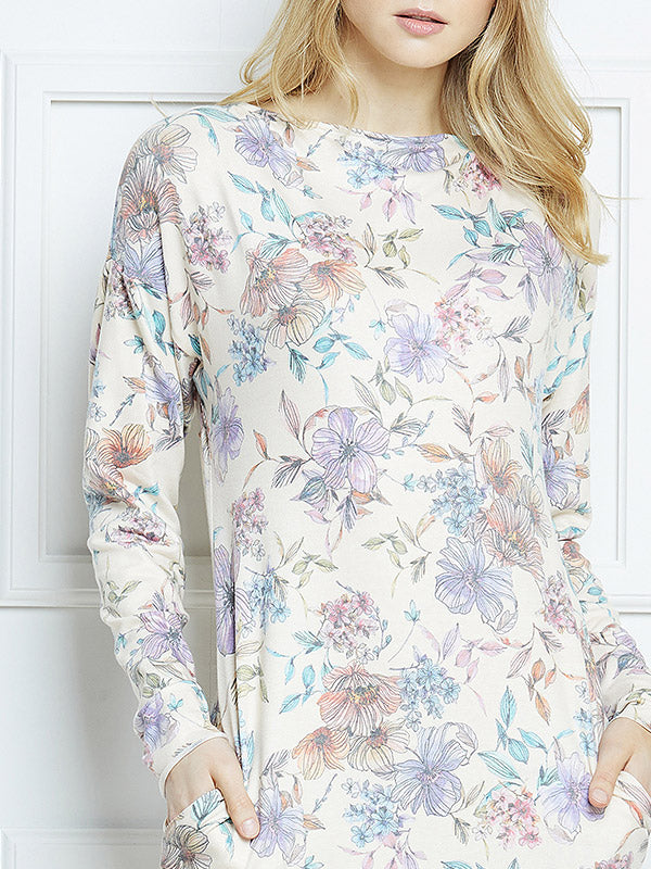Lega suknelė "Fay Beige - Multicolor Flower Print"
