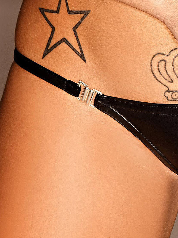 Noir Handmade šlapio efekto kelnaitės stringai "Skye Black"