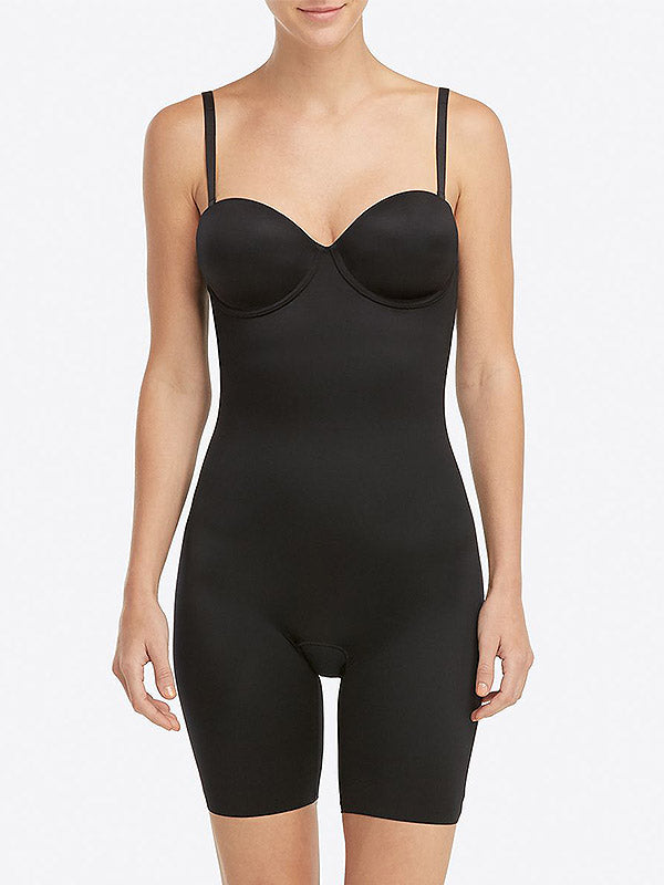 Spanx koreguojantis kostiumas be petnešėlių "Suit Your Fancy Strapless Black"