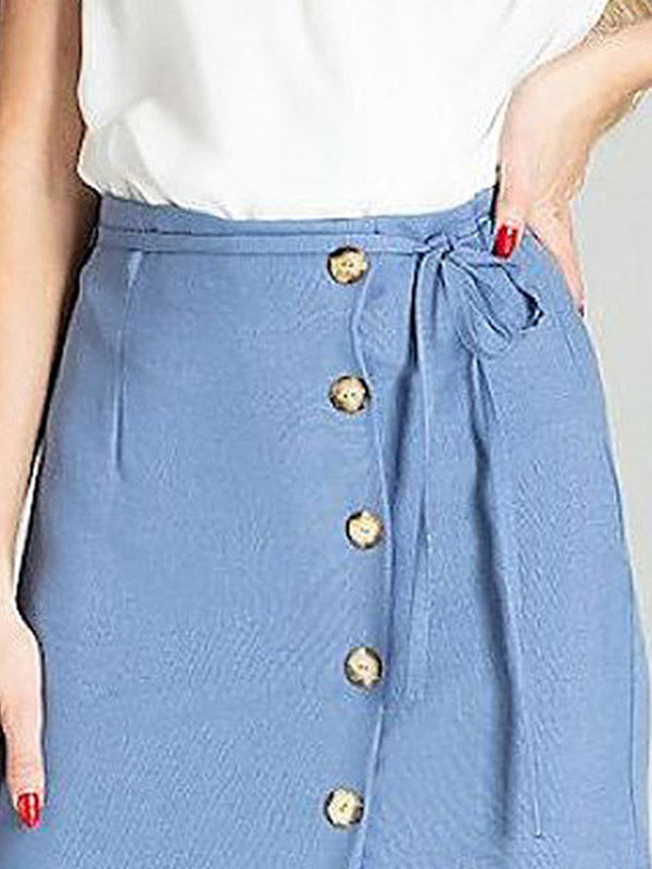 Figl midi sijonas dekoruotas sagutėmis "Agna Blue"