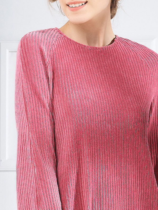 Lega medvilninė velvetinė suknelė "Damila Pink"