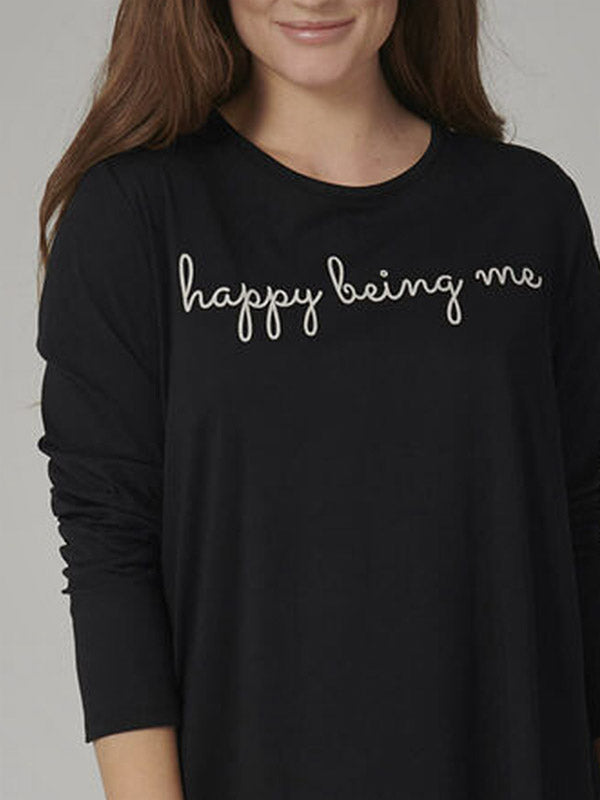 Triumph organinės medvilnės naktiniai "Lounge Me NDK 02 LSL X Black"