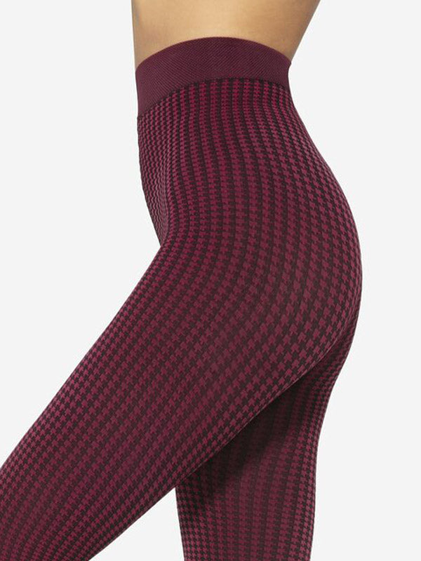 Gatta neperregimos raštuotos mikrofibros pėdkelnės "Sassi 10 50 Den Bordeaux - Black"