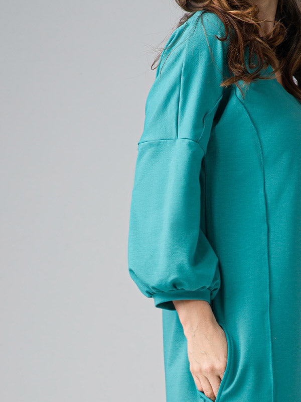 Lega ilga medvilninė suknelė "Bruna Turquoise"