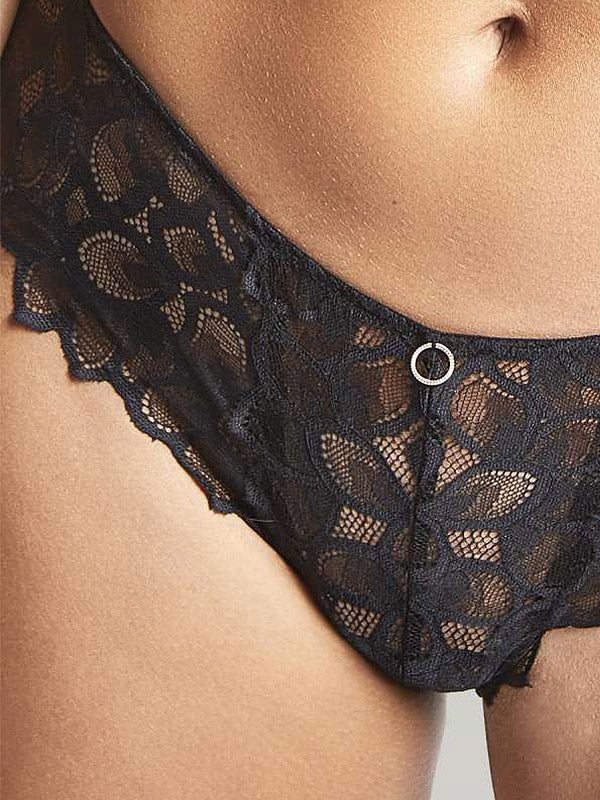 Panache nėriniuotos kelnaitės "Allure Black - Latte"