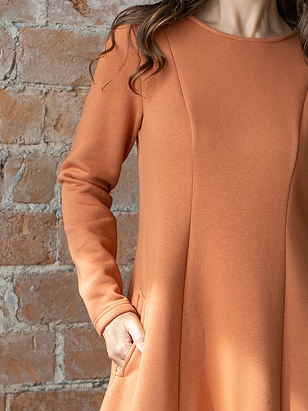 Lega ilga medvilninė suknelė su pūkeliu iš vidaus  "Arpi Peach"