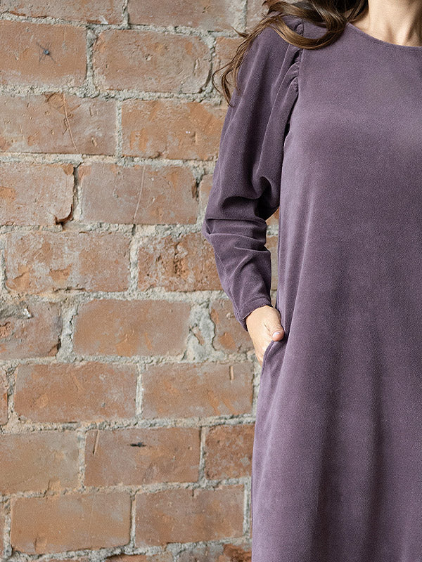 Lega ilga veliūrinė suknelė "Malena Dusty Violet"