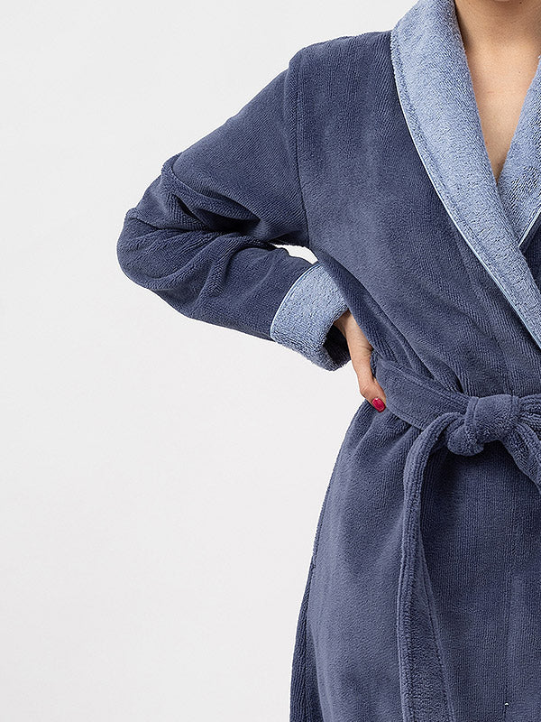 Belmanetti dvisluoksnis chalatas su bambuko pluoštu "Luzern 2 Blue Velour"