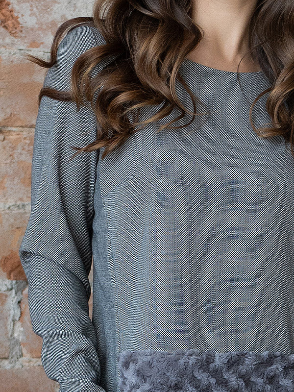 Lega suknelė su dirbtiniu kailiuku "Jamila Grey"