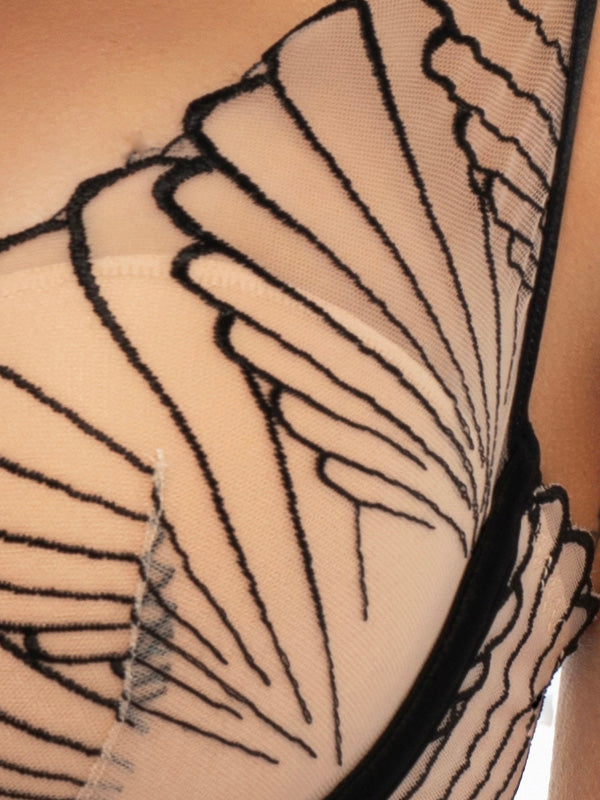 Esotiq tiulio push up liemenėlė su lankeliais "Nugat Cream - Black"