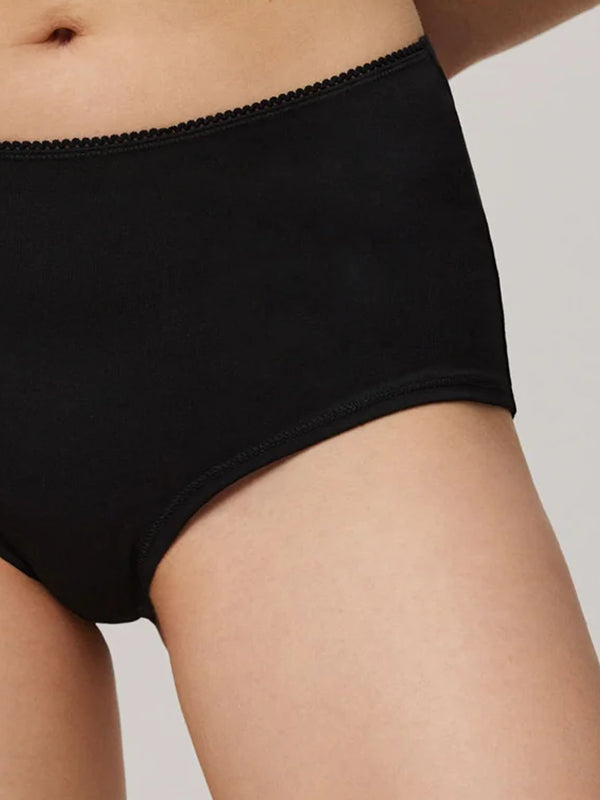 Ysabel Mora aukšto juosmens medvilninės kelnaitės "Constantia Black"