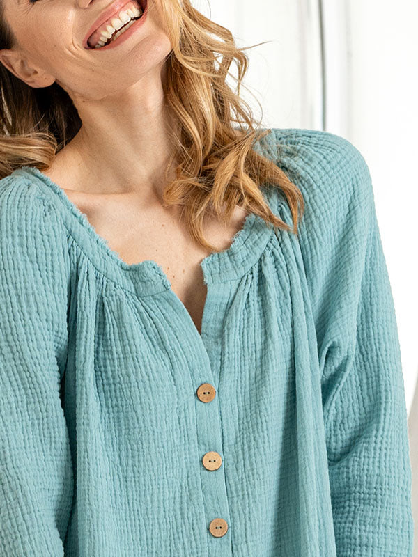 Lega ilga muslino suknelė  "Kristel Mint Blue"