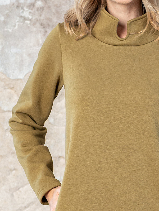 Lega medvilninė suknelė su pūkeliu iš vidaus "Gwen Khaki"