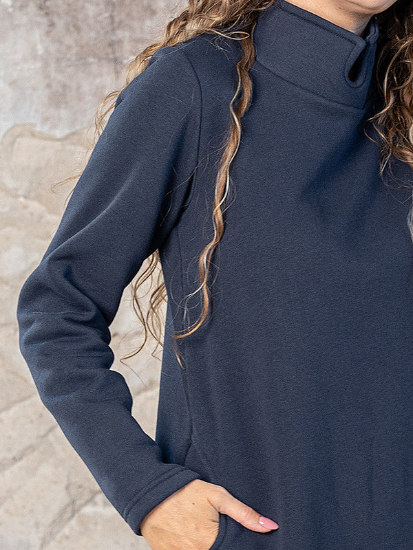 Lega medvilninė suknelė su pūkeliu iš vidaus "Gwen Navy"