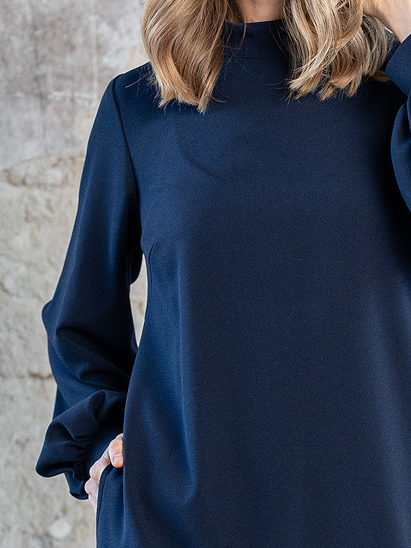 Lega puošni suknelė plačiomis rankovėmis "Silvana Navy"