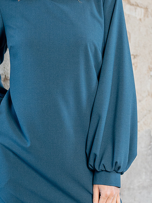 Lega puošni suknelė plačiomis rankovėmis "Silvana Turquoise"