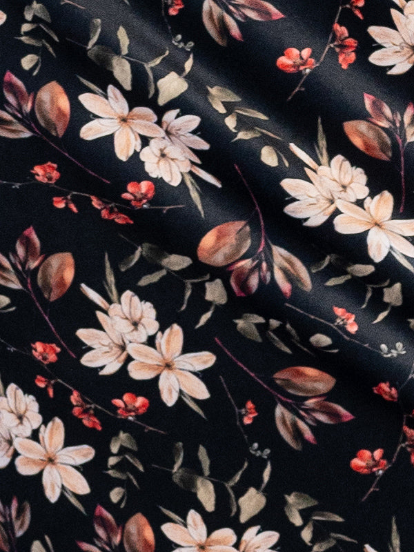 Lega ilgas veliūrinis sijonas "Viki Black - Multicolor Flower Print Velour"
