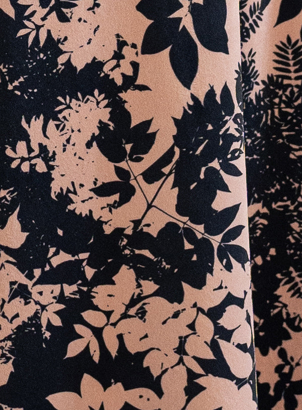 Lega ilgas veliūrinis sijonas "Viki Black - Brown Floral Print Velour"