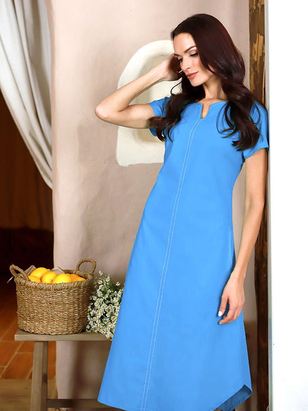 Lega tampraus lino midi suknelė "Noella Light Blue"