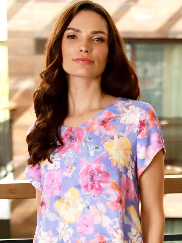 Lega viskozinė suknelė "Ione Violet - Rose Flower Print"