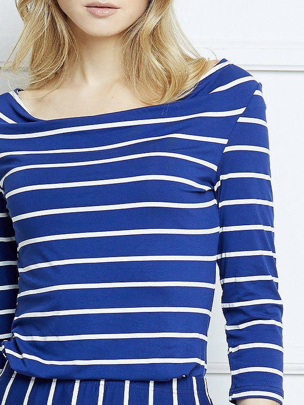 Lega viskozinė palaidinė "Livia Blue - White Stripes"