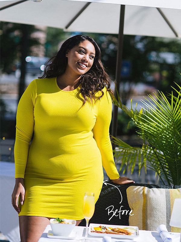 Spanx stipriai formuojantis bodis su šortukais bei atvira krūtine "OnCore Mid-Thigh Black"