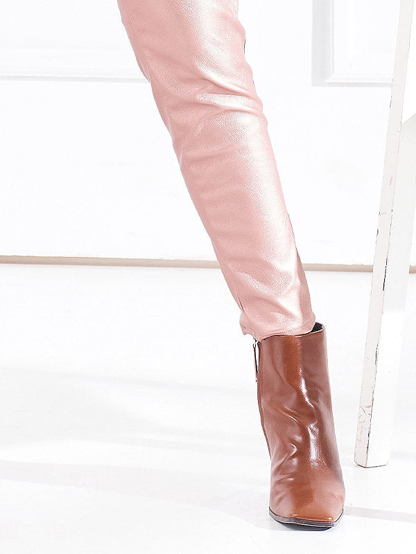 Lega siaurėjančios dirbtinės odos kelnės "Arina Rose Gold"