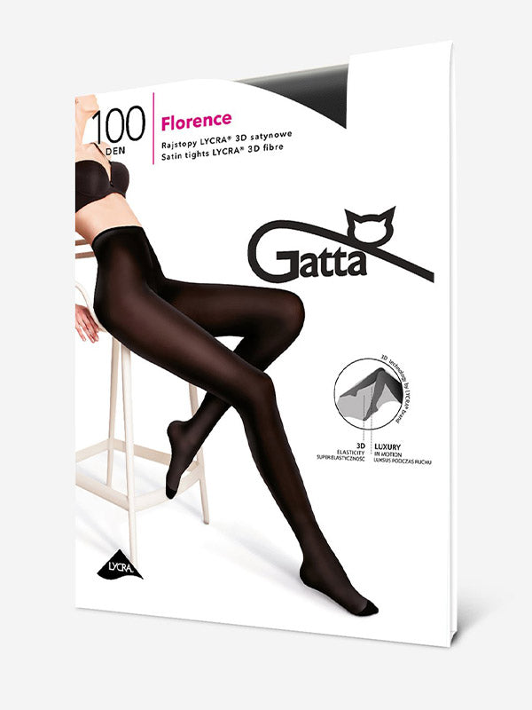 Gatta neperregimos satino blizgesio mikrofibros pėdkelnės "Florence 100 Den Black"