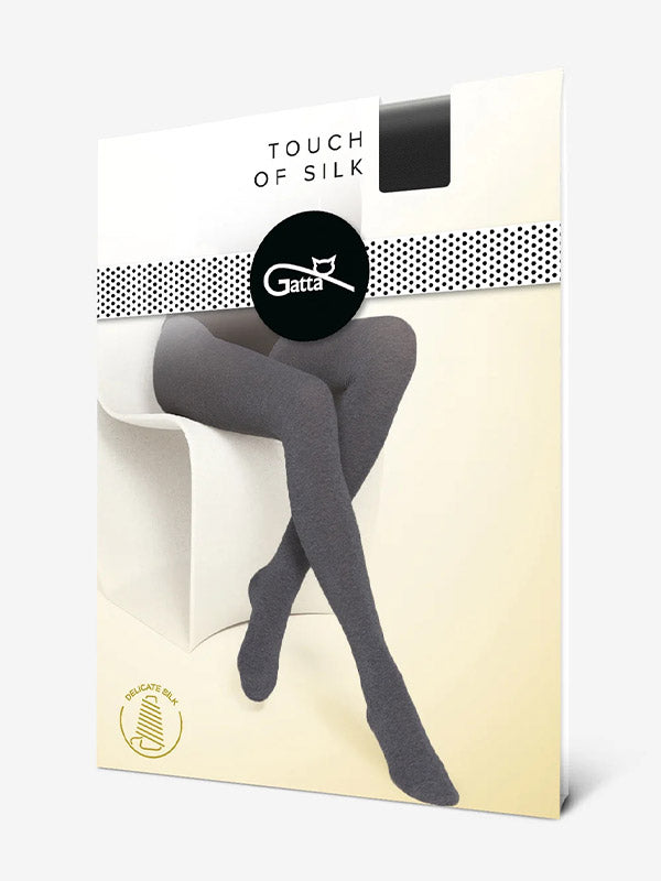 Gatta viskozinės šiltos pėdkelnės su šilku "Touch of Silk Black"