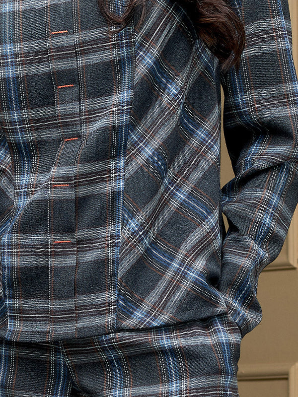 Lega palaidinė "Violette Graphite - Blue - Brown Tweed"