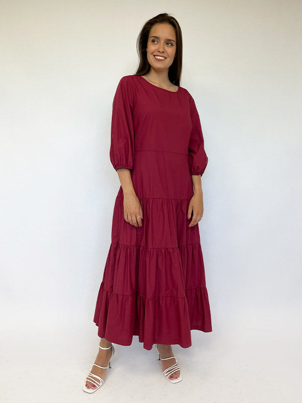 Il Vento E La Seta medvilninė suknelė su dirželiu "Milita Raspberry"