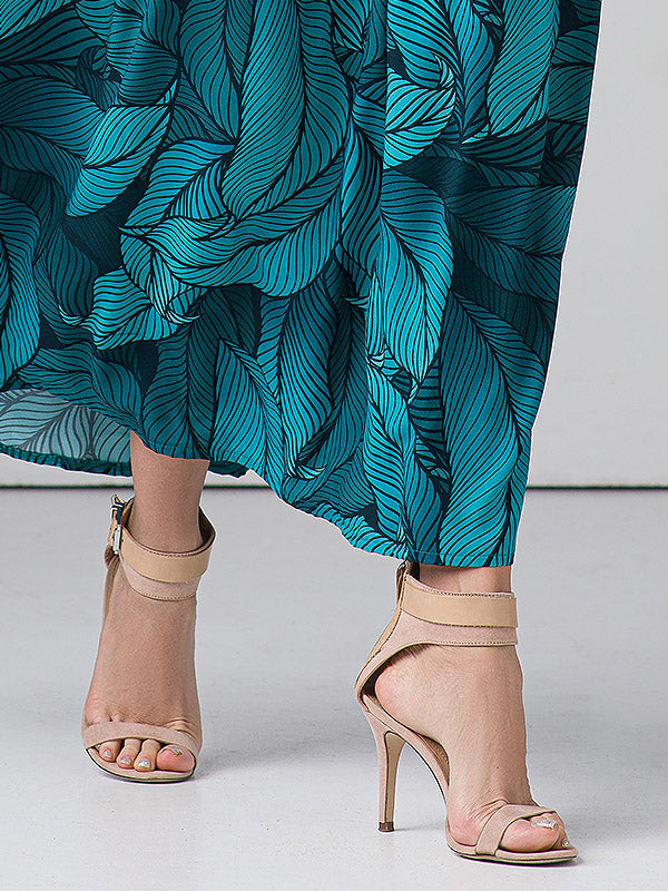 Lega maxi viskozinė suknelė "Adita Turquoise Floral Print"
