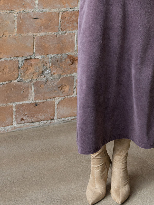 Lega ilga veliūrinė suknelė "Malena Dusty Violet"