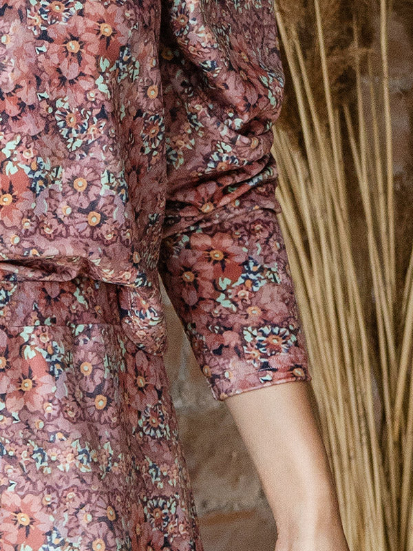 Lega puošni veliūrinė palaidinė "Zeina Rose Flower Print Velour"