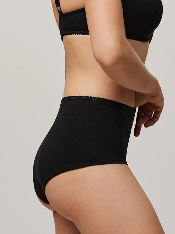 Ysabel Mora aukšto juosmens medvilninės kelnaitės "Constantia Black"