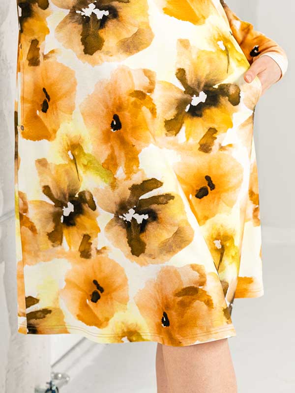 Lega viskozinė suknelė "Frima White - Yellow Flower Print"