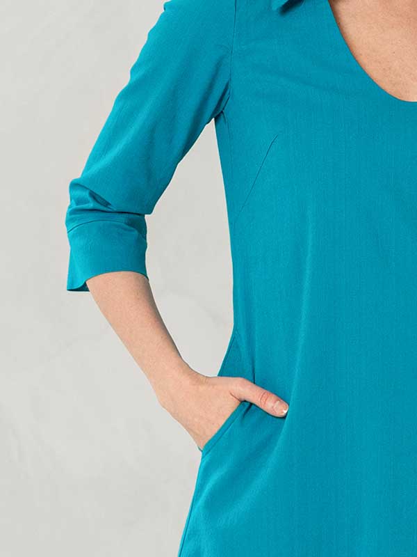 Lega tampraus lino suknelė "Samuela Turquoise"