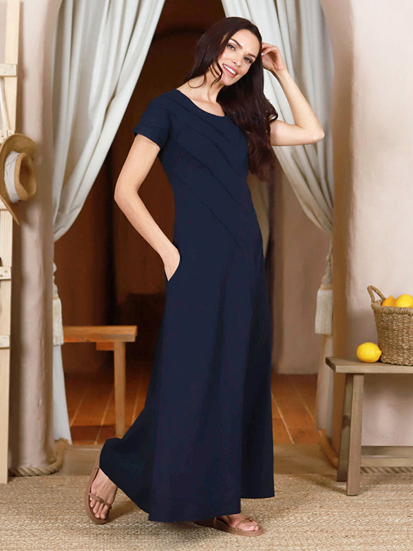 Lega tampraus lino maxi suknelė "Wanessa Navy"