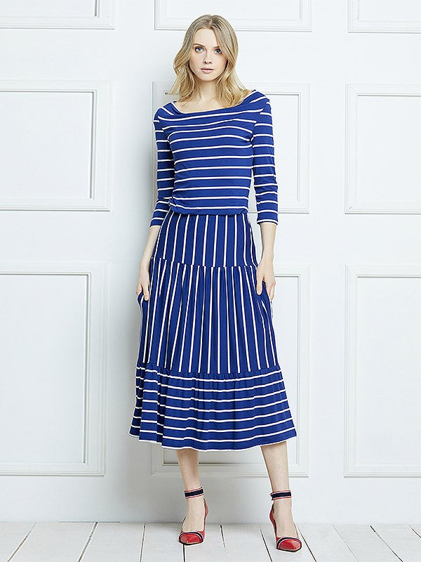 Lega viskozinė palaidinė "Livia Blue - White Stripes"