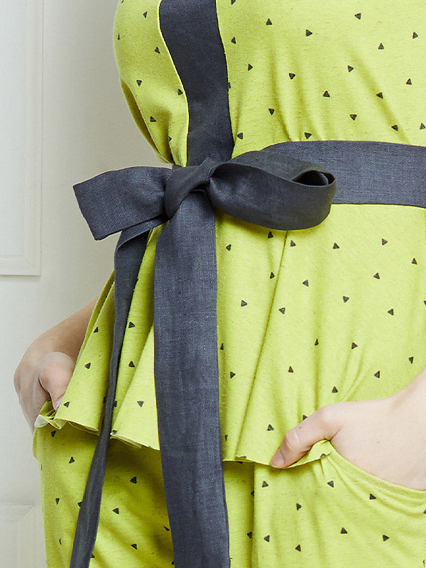 Lega palaidinė su linu "Maya Lime - Black Triangle Print"