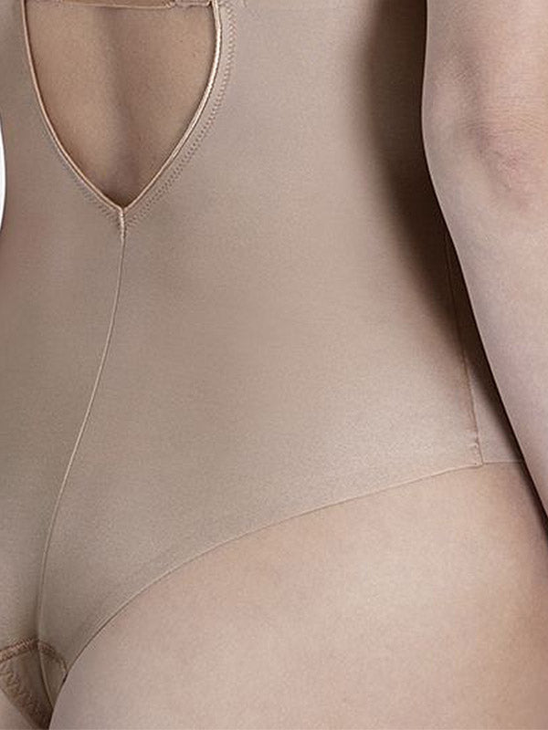 Spanx gilios iškirptės koreguojantis bodis su kelnaitėmis stringais "Suit Your Fancy Plunge Nude"
