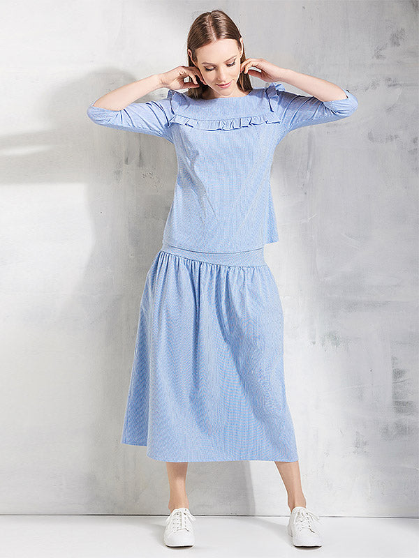 Lega medvilninė palaidinė "Easy Go Blue - White Stripes"