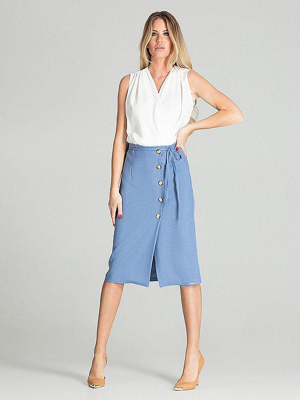 Figl midi sijonas dekoruotas sagutėmis "Agna Blue"