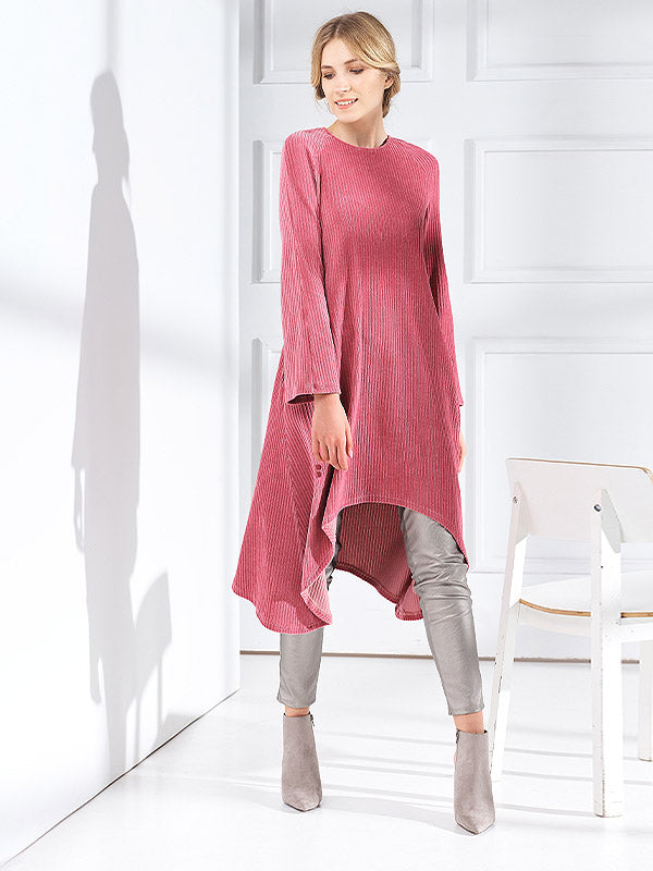 Lega medvilninė velvetinė suknelė "Damila Pink"