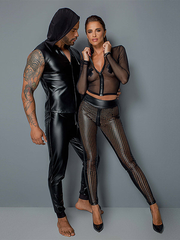 Noir Handmade perregimi tiulio marškiniai su užtrauktuku "Sonata Black"