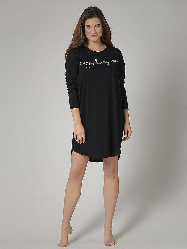Triumph organinės medvilnės naktiniai "Lounge Me NDK 02 LSL X Black"