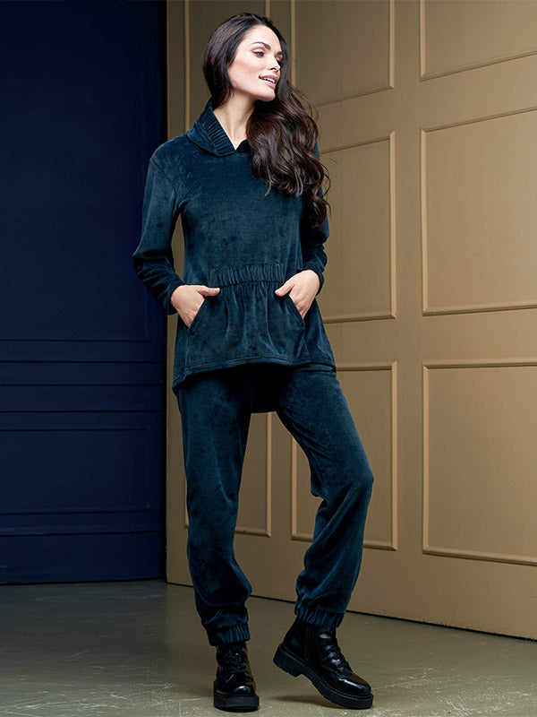 Lega medvilninis laisvalaikio džemperis "Minella Dark Green Velour"